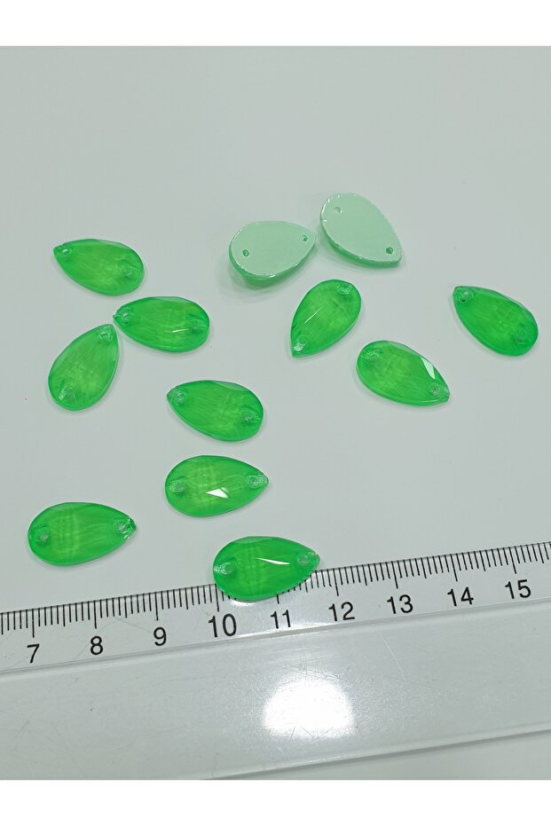 Crystal Dikme Stone - Neon 10*18 mm Drop Green (50 Pcs)
