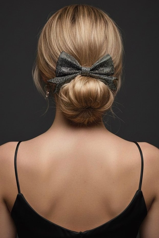 Stone Layered Bow Buckle Party Buckle New Year Buckle Stylish Buckle