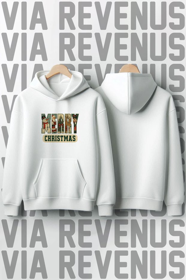 Merry Christmas New Year Printed 100% Cotton Premium Quality Hooded Sweatshirt
