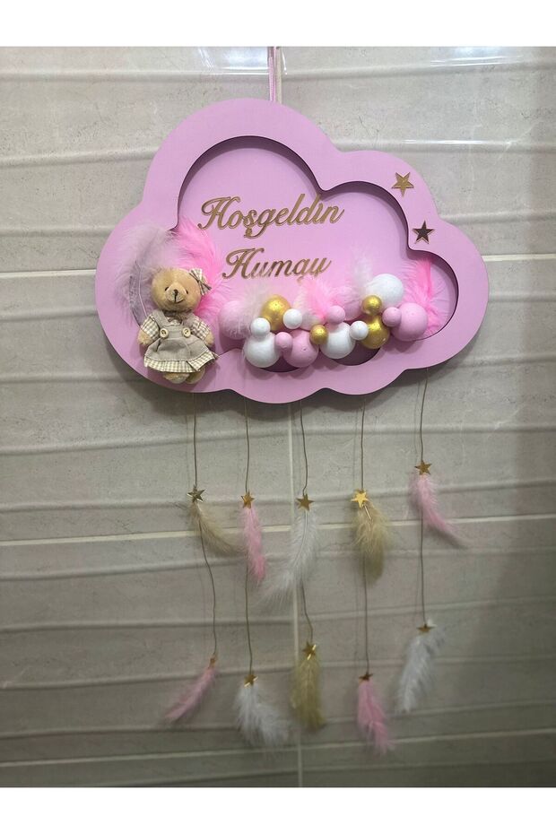 İsimli Bebek Kapı Süsü Ledli Pembe - 2