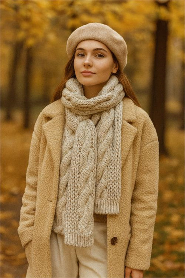 Kadın kışlık kalın dokulu örme atkı DPAKS050 - 2