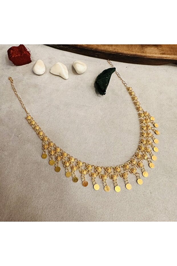 İki Sıralı Pullu Kişniş Gümüş Kolye - 3