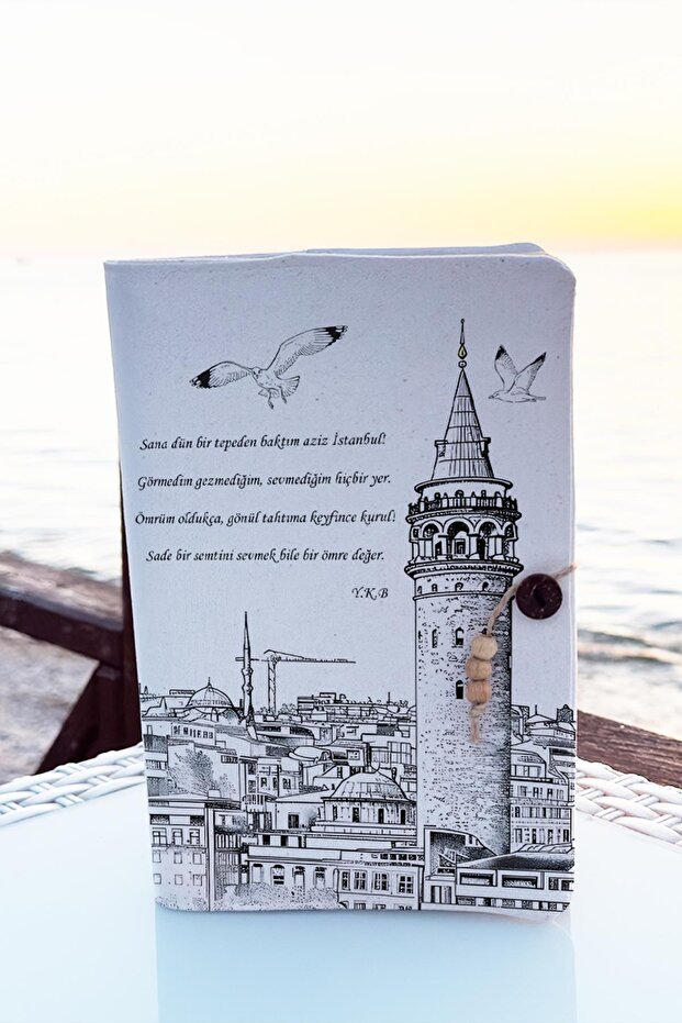 Book Cover and Metal Bookmark - Galata Tower