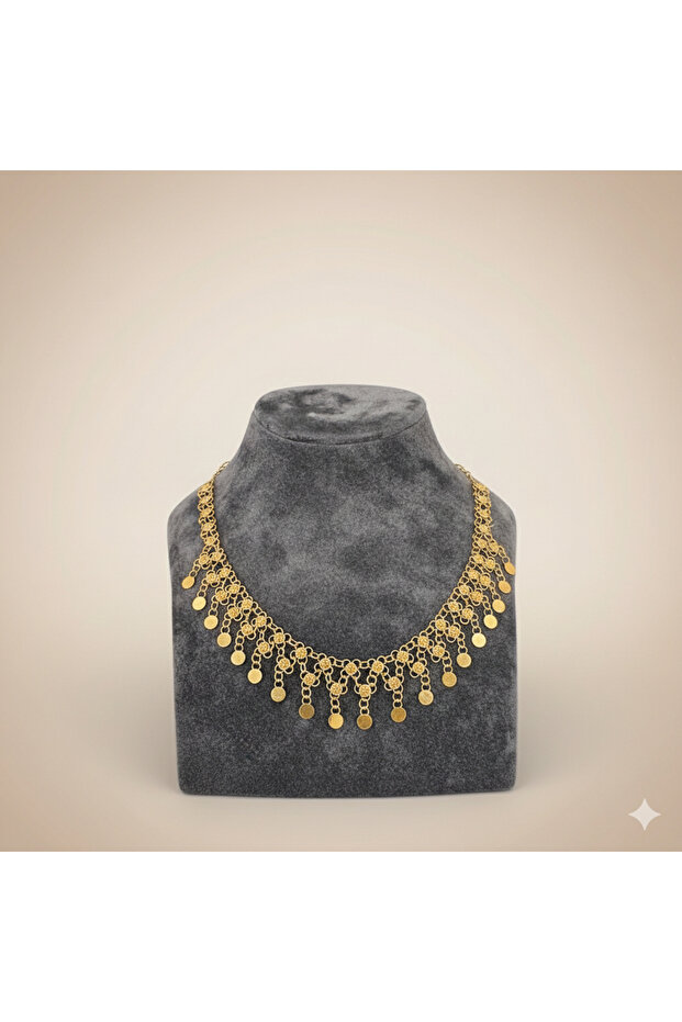 İki Sıralı Pullu Kişniş Gümüş Kolye - 2