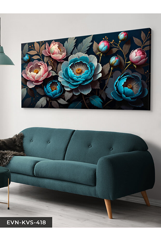 Blue and Pink Flowers One Piece Canvas - Canvas Painting