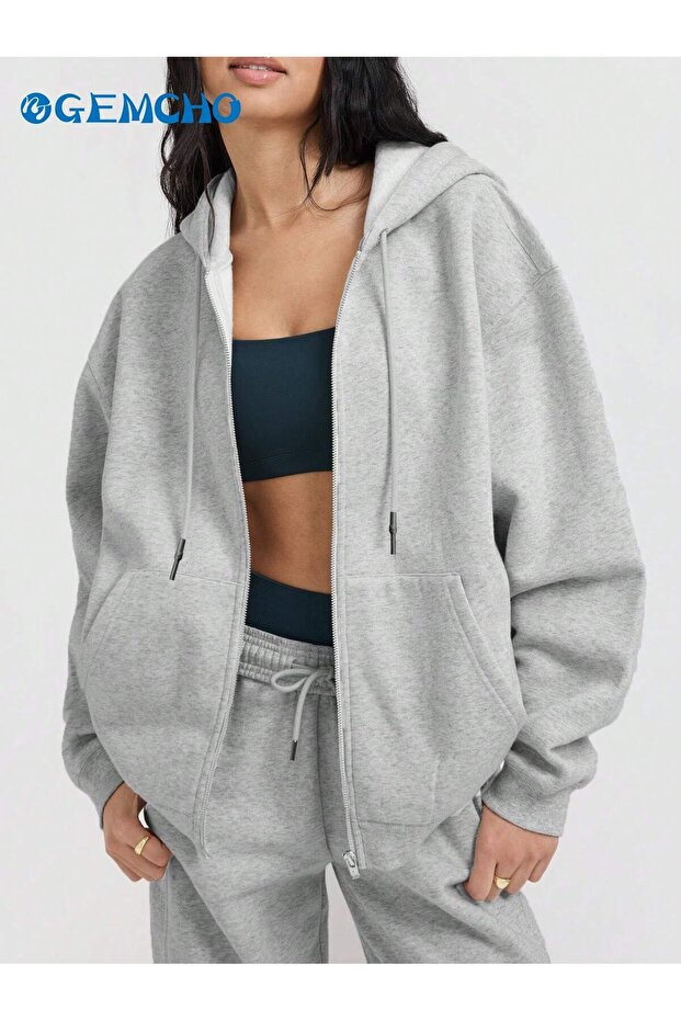 Women's Zip-Up Hooded Jacket/Cardigan