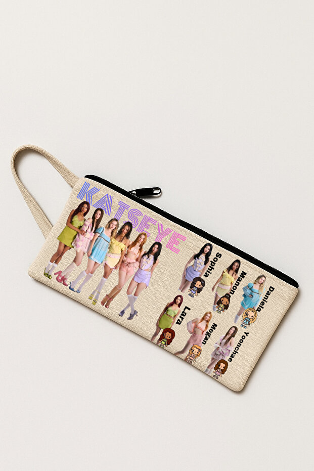 Katseye Group Designed Premium Printed 100% Cotton Pen Holder, Handbag, Makeup Bag