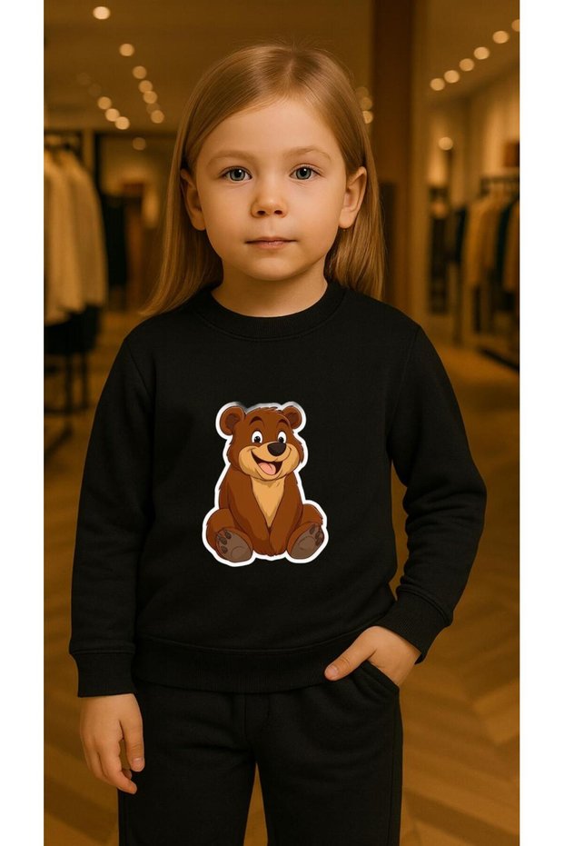 Children's Suit Sweatshirt Circular Bear Ba Printed Iz Boys' Crew Neck3 4-5-6-7-8-9-10-11-12Years