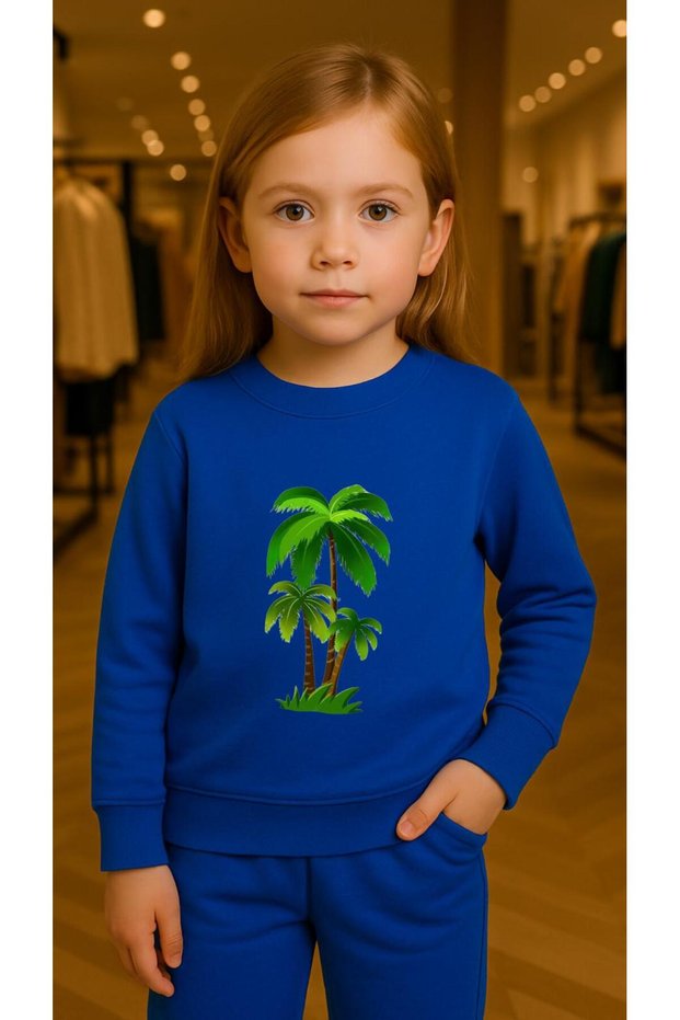 Children's Suit Sweatshirt Palmi̇e B Printed Girls Boys Crew Neck3 4-5-6-7-8-9-10-11-12Years