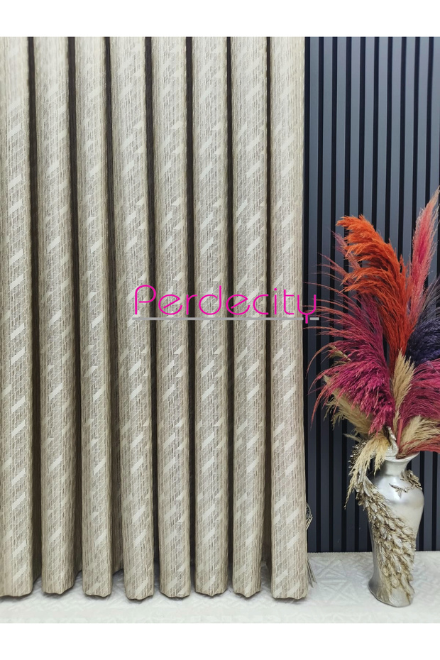 Basra Pattern Glittery Elegant Background Curtain Each 1X3 Suitable for Rooms with Frequent Pleats No Ironing Required (Single Panel) - 1