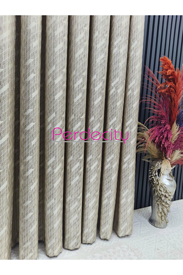 Basra Pattern Glittery Elegant Background Curtain Each 1X3 Suitable for Rooms with Frequent Pleats No Ironing Required (Single Panel) - 3