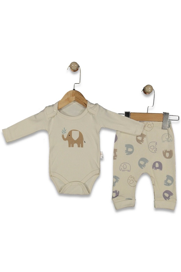 100% Cotton Soft Corded Fabric Bodysuit & Jumpsuit 2-Piece Set