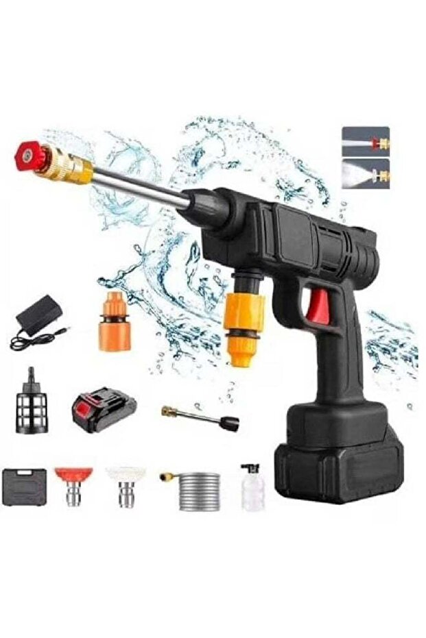 Cordless Pressure Washer 48V 30Bar, 3 Spray Modes, Lithium-ion Battery, Hose & Nozzles (Charger