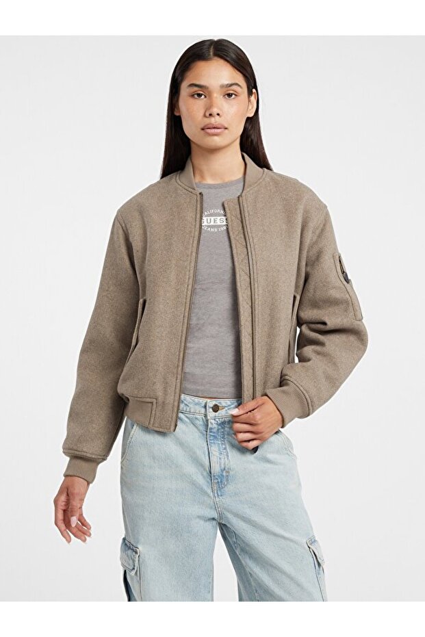 Jeans Women's Wool Blend Bomber Jacket