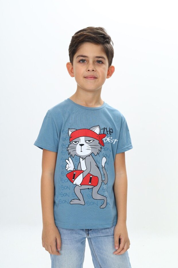 Boy's Printed Crew Neck Short Sleeve T-Shirt