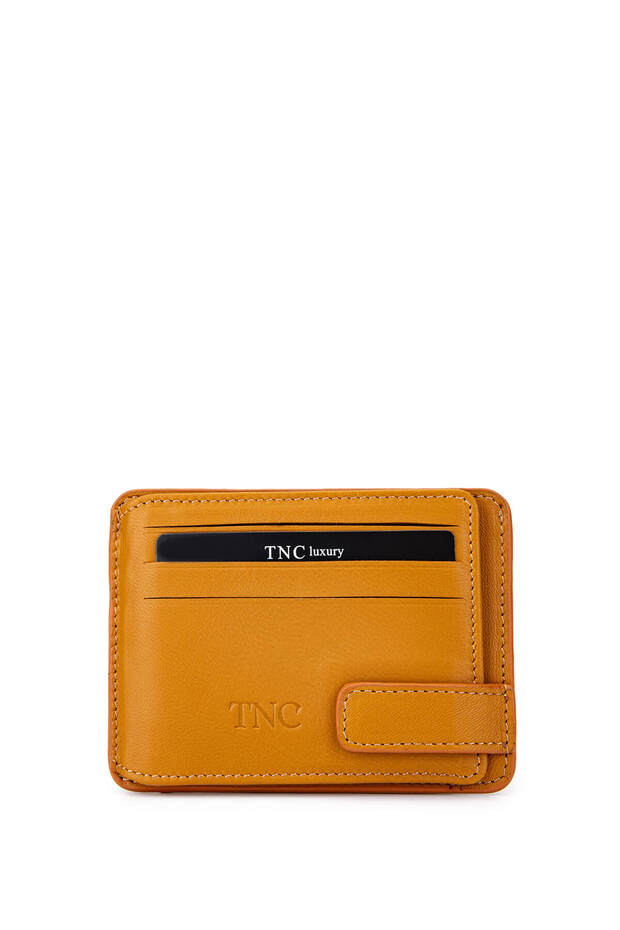 Men's Genuine Leather Mustard Card Holder