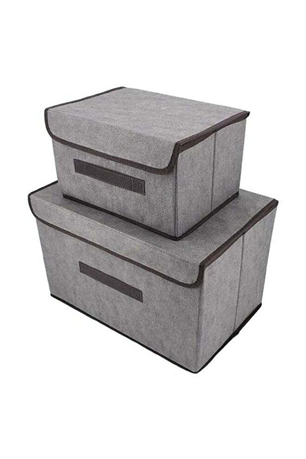 Pack Of 2 Foldable Storage Box With Lid Multicolour 36x23x24cm