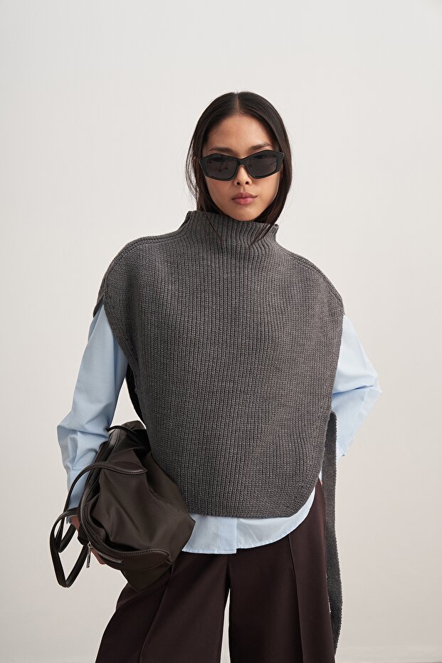 Women's Tie-Dye Detailed Knitwear Sweater Anthracite