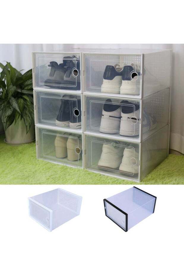 12 Pack Plastic Stackable Shoe Box Foldable Display Box Container - 5