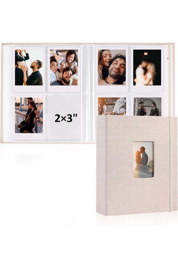 2PCS Polaroid Photo Album, 2x3 Inch Pockets, Linen Hardcover (Off-white)