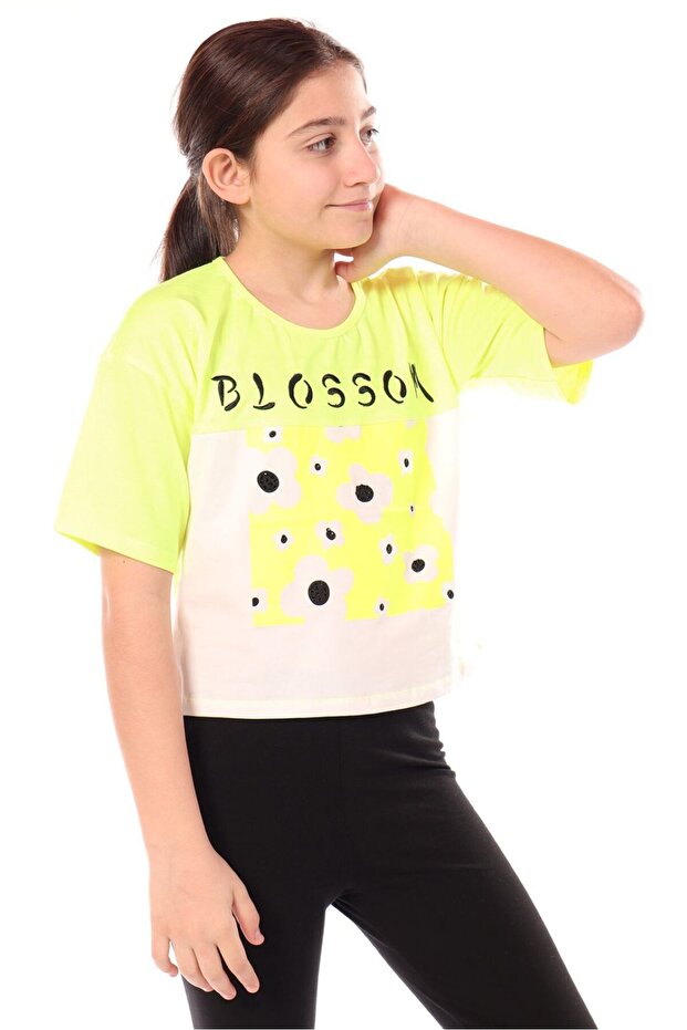 Girl's Printed Crew Neck Short Sleeve T-Shirt