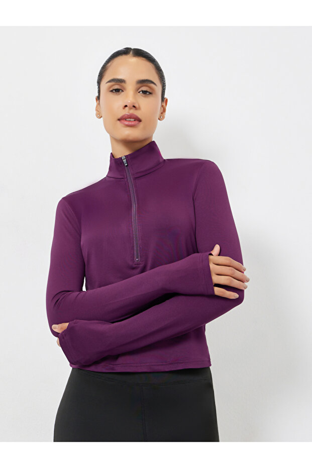 Back Reflective Panel Half Zip Up Jacket - 2