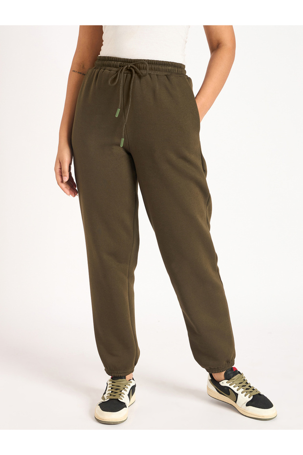Women Olive Fleece Joggers