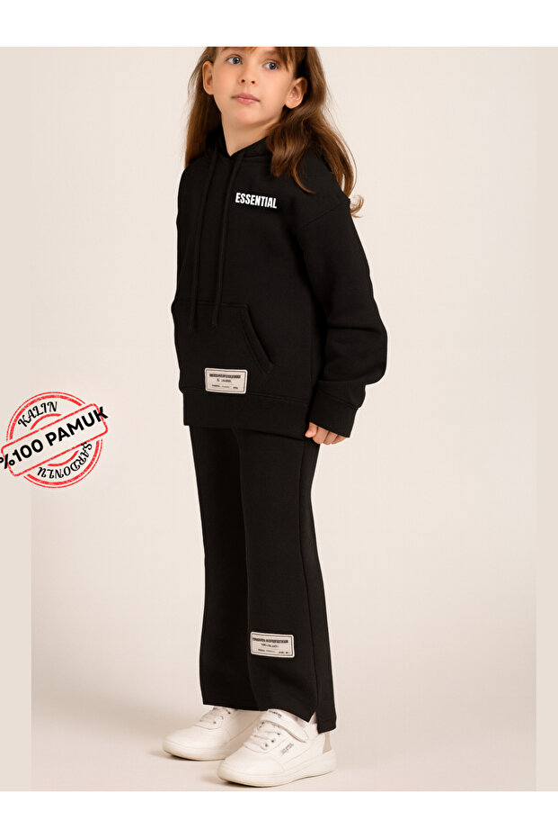 100% Cotton Girl's Hooded Tracksuit Set