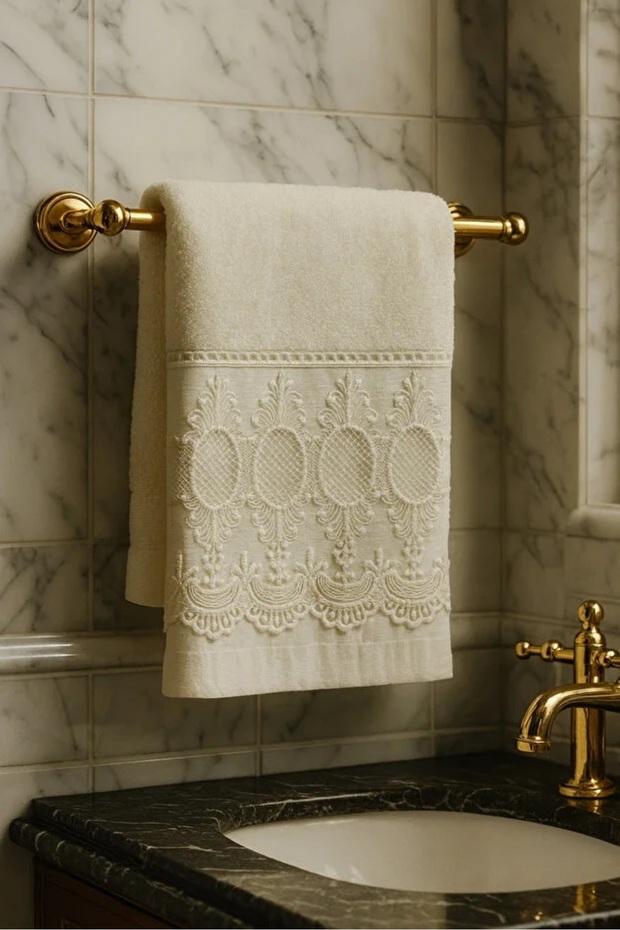 Yakut Hand Towel Daily Dowry Velvet Cream 50X90