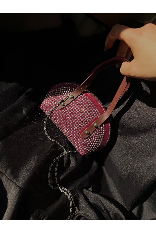 mini taşlı çanta - 4