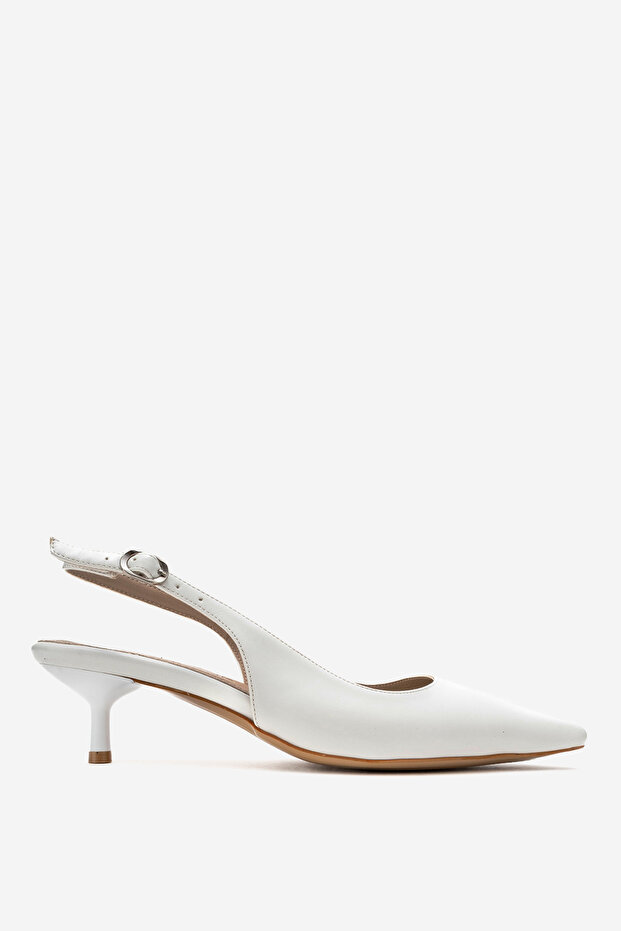 Women's Open Back Short Pointed Toe Heeled Shoes Vegan Leather Zy 4013