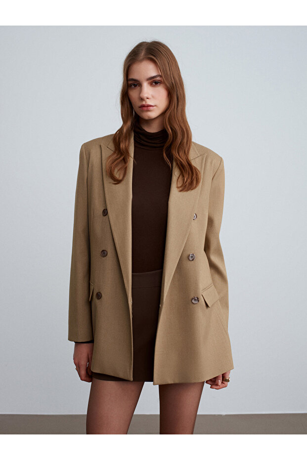 60779 Oversize Blazer Ceket-Camel - 3