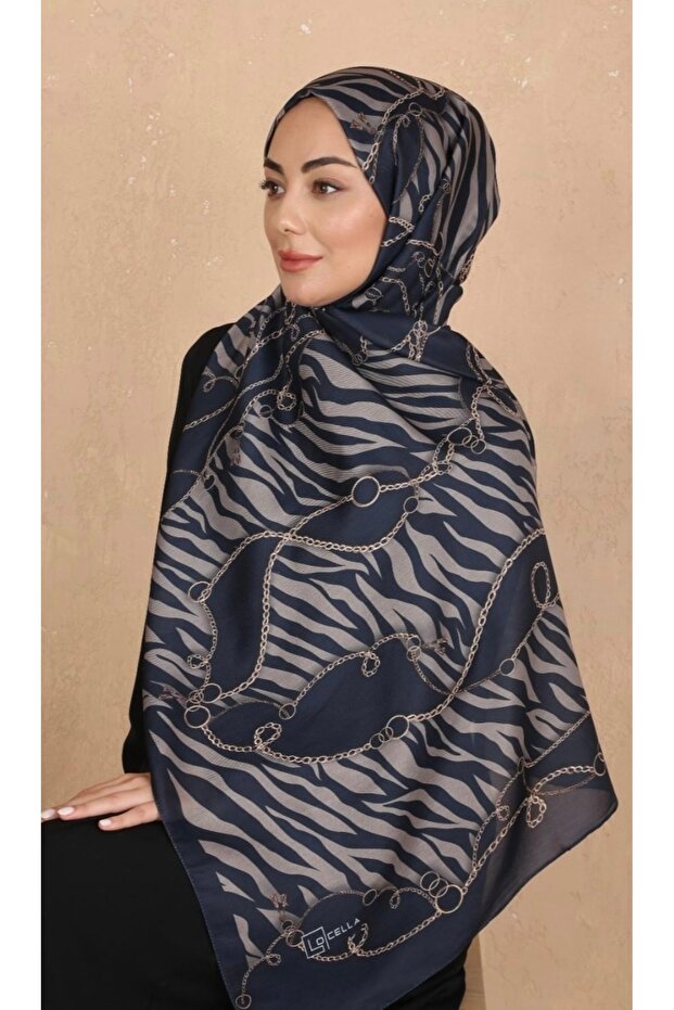 New Season Chain Detailed Patterned Soft Cotton Shawl