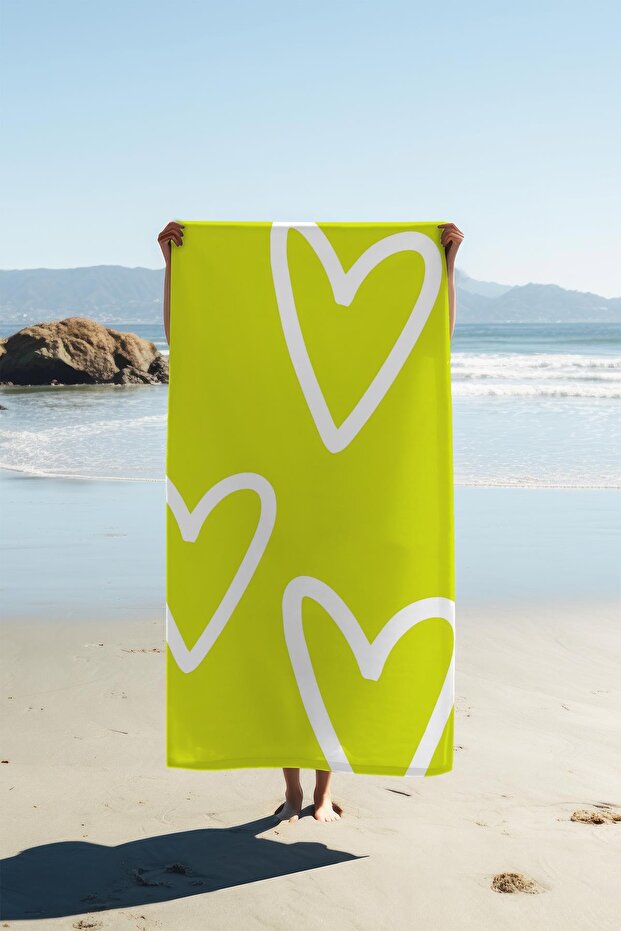 Digital Printing Beach Sea Towel Heart Pattern Peshtemal Hvl0195
