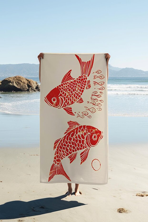 Digital Printing Beach Sea Towel Fish Patterned Peshtamal Hvl0127