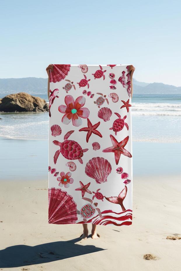 Digital Printing Beach Sea Towel Turtle and Starfish Peshtamal Hvl0125