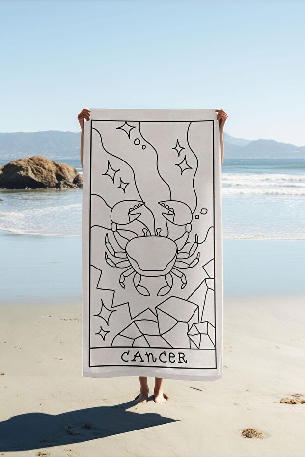 Digital Printing Beach Sea Towel Cancer Zodiac Patterned Peshtamal Hvl0045