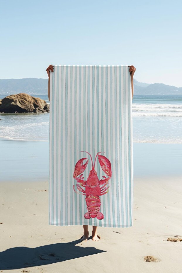 Digital Printing Beach Sea Towel Lobster Patterned Peshtamal Hvl0215