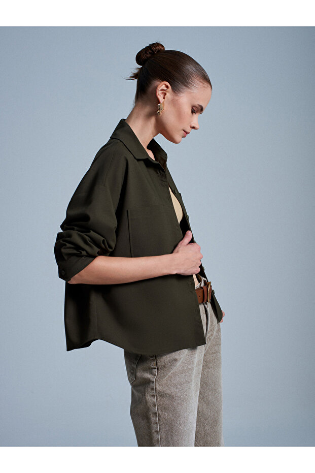 50522 Oversize Gömlek-Haki - 4