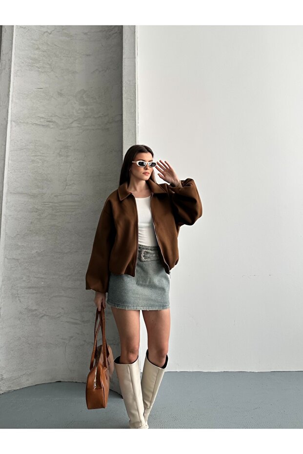 Women's New Season Crop Cashmere Bomber Jacket
