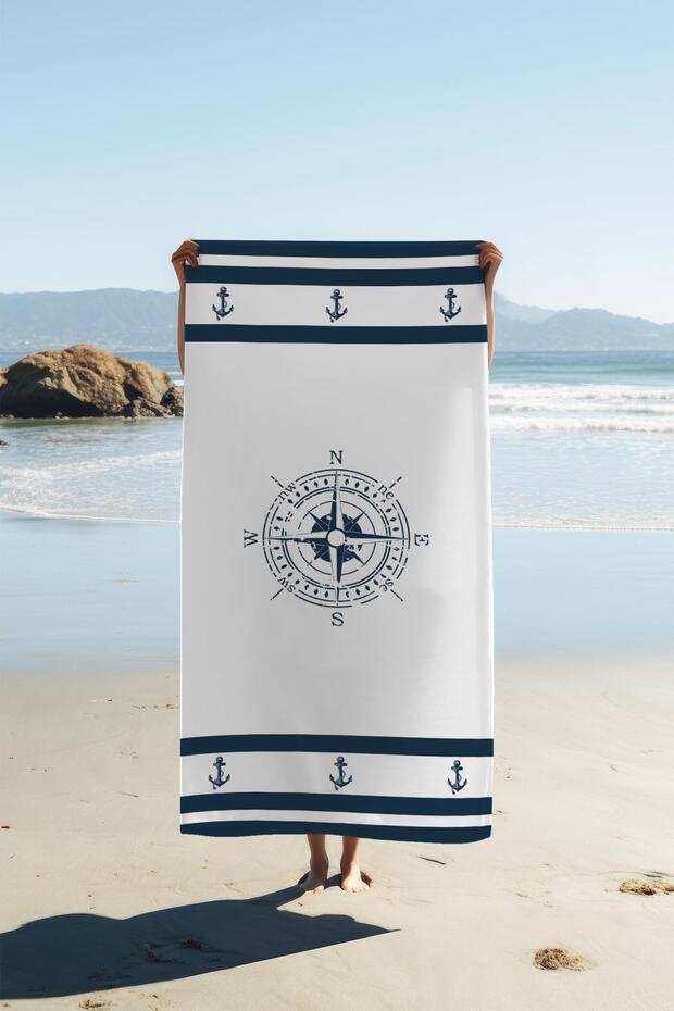 Digital Printing Beach Sea Towel Compass Patterned Peshtamal Hvl0006
