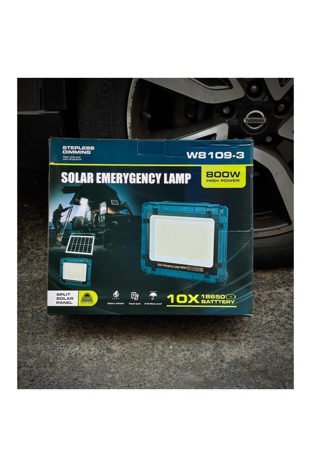 800W Solar Emergency Work Light – Split Panel, 10×18650 Battery, Stepless Dimming, IP66 LED Lamp