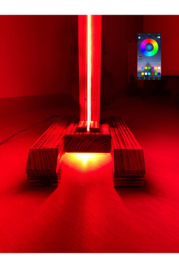 Bluetooth Kontrollü Akıllı LED Ahşap Lambader - 3