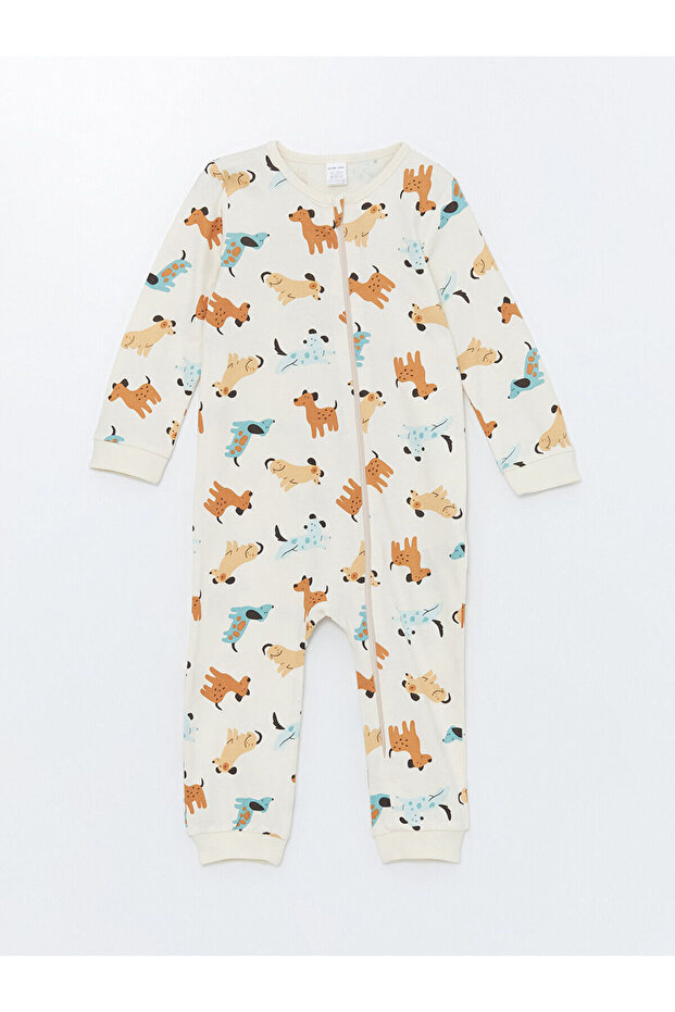 Crew Neck Printed Baby Boy Jumpsuit
