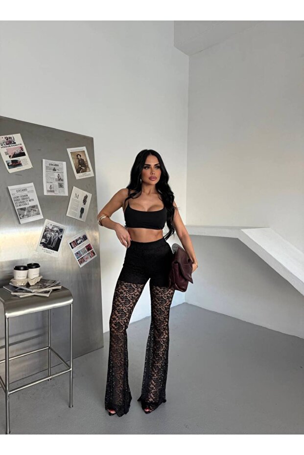 İspanyol Paça Dantelli Tayt - 2