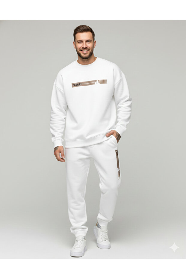 Three Thread Compact Inside Cotton Future B Printed Sports Men's O Oversized Hoodie Premium Tracksuit Set
