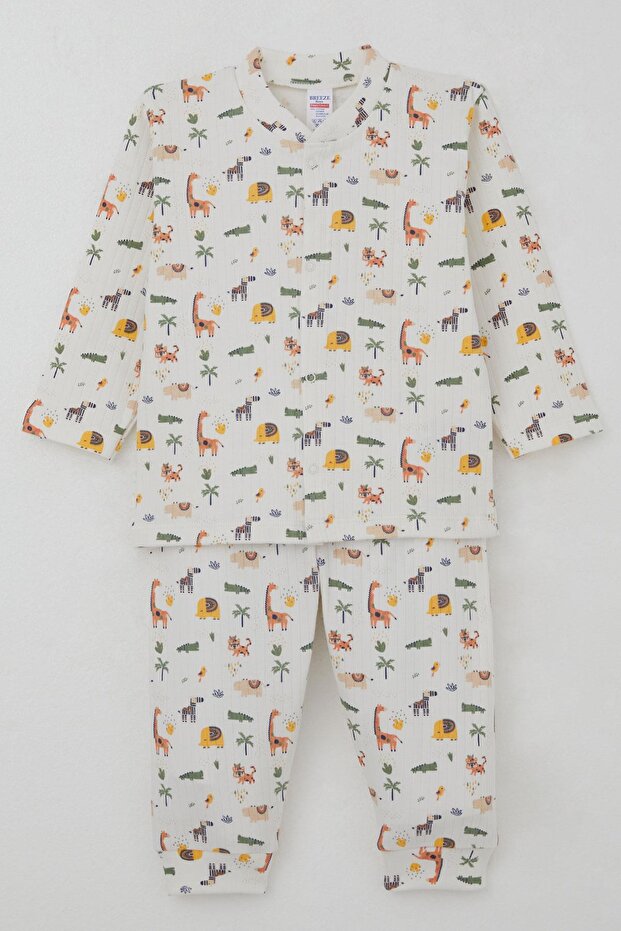 Baby Boy Pajama Set Baby Zoo 4 Months-1 Year, Ecru