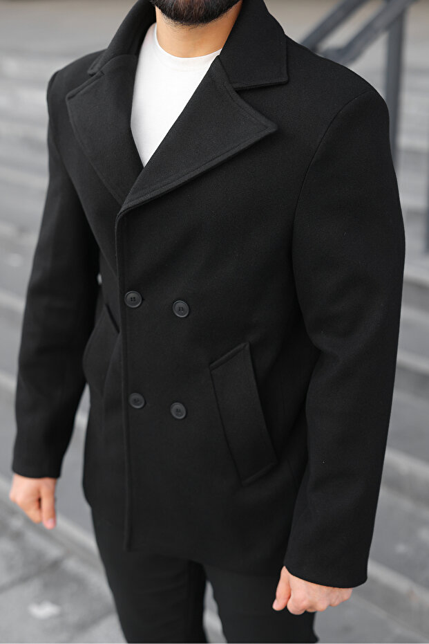 Basic Kruvaze Kaşe Ceket/Kaban - 4