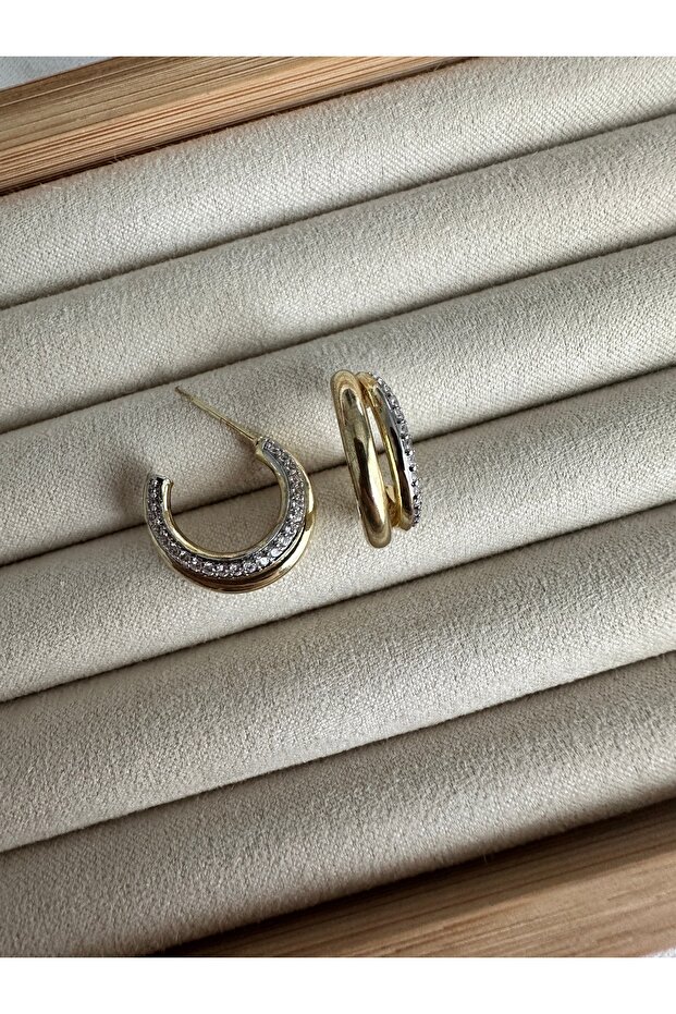 Mix Çift Renkli C Küpe - 1