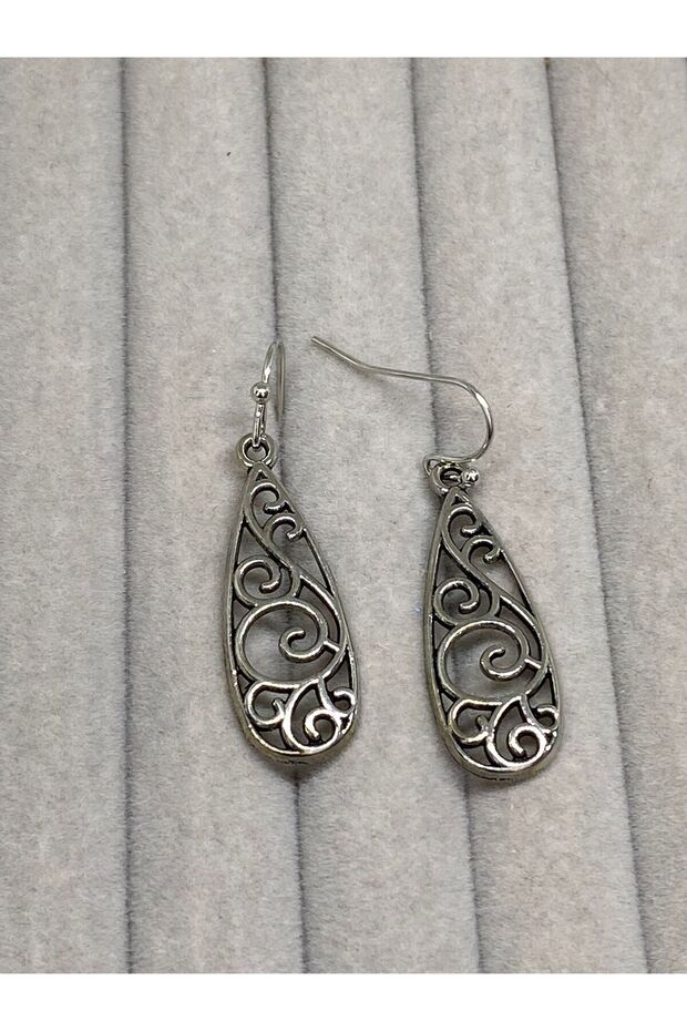 🌀 أقراط متدلية منقوشة بالفضة الأصلية - 2